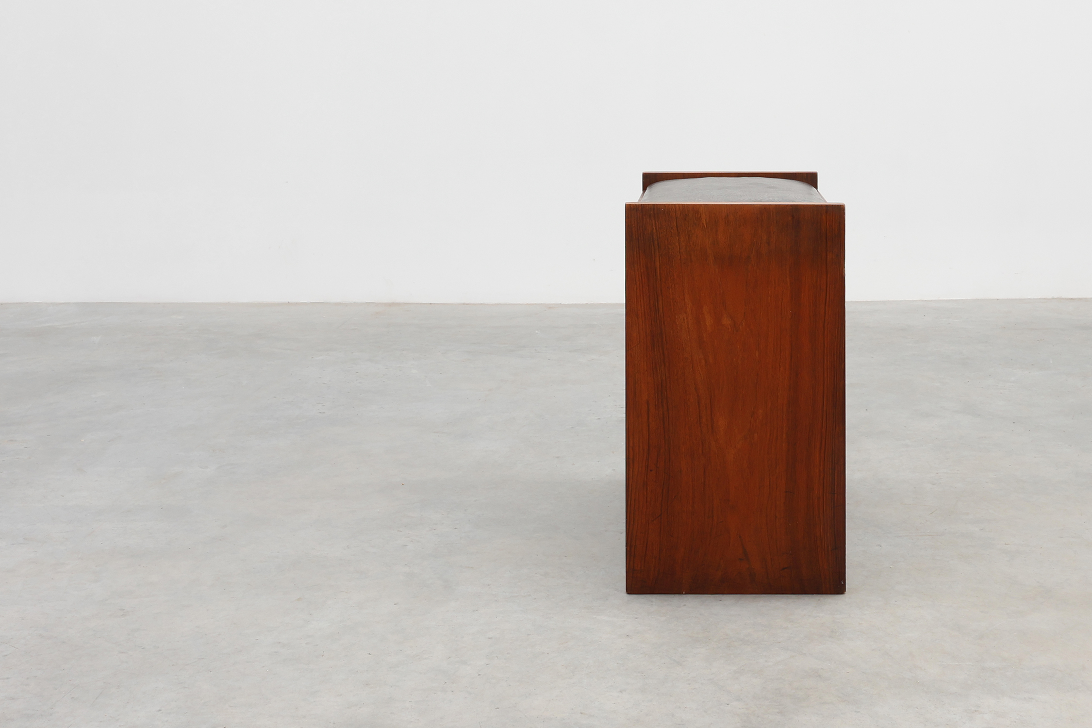 Art Deco Walnut Stool with Leather Seat, Belgium ca. 1925thumbnail